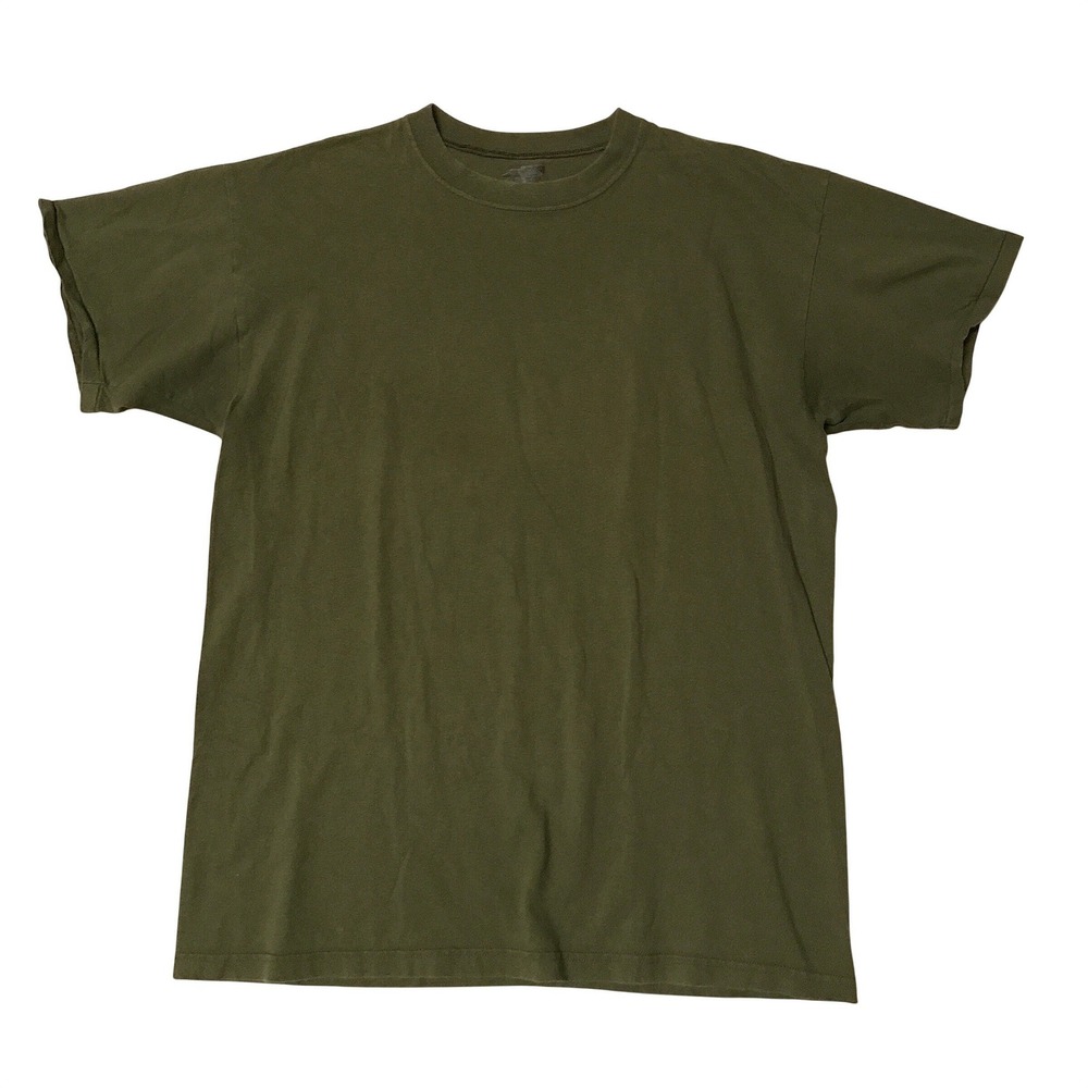 Vintage Duke Military Tee Olive Green Blank USMC T-Shirt Made in USA Large
